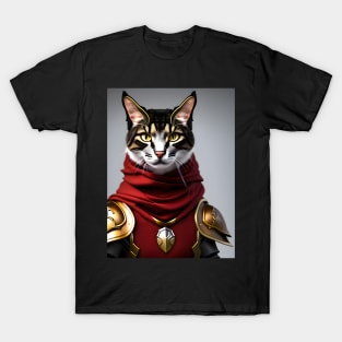 Cat in Armor - Modern Digital Art T-Shirt